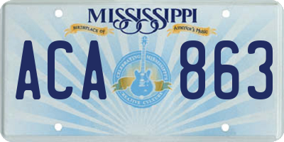MS license plate ACA863