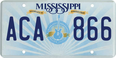 MS license plate ACA866