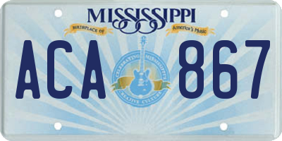 MS license plate ACA867