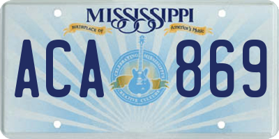 MS license plate ACA869