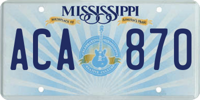 MS license plate ACA870