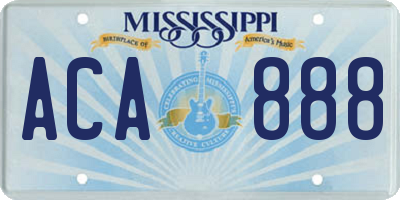 MS license plate ACA888