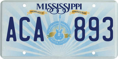MS license plate ACA893