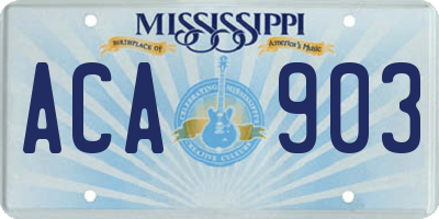 MS license plate ACA903