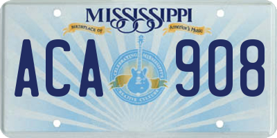 MS license plate ACA908