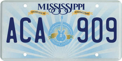 MS license plate ACA909
