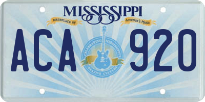 MS license plate ACA920