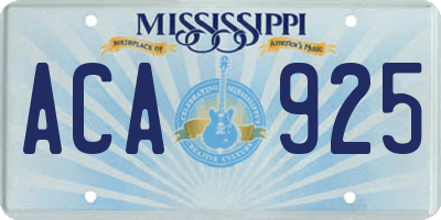 MS license plate ACA925