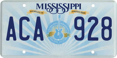 MS license plate ACA928