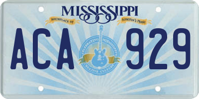 MS license plate ACA929