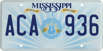 MS license plate ACA936