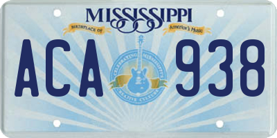 MS license plate ACA938