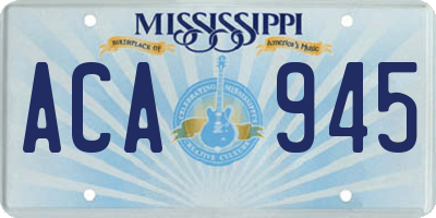MS license plate ACA945