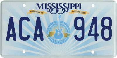 MS license plate ACA948