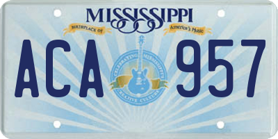 MS license plate ACA957