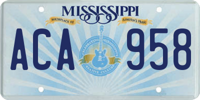 MS license plate ACA958
