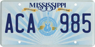 MS license plate ACA985