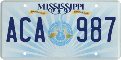 MS license plate ACA987