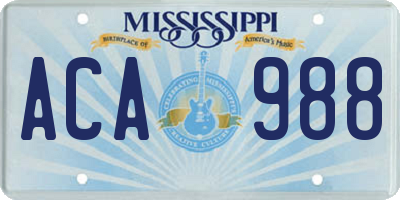 MS license plate ACA988