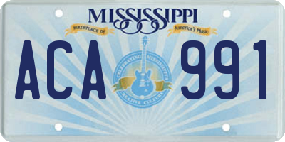 MS license plate ACA991