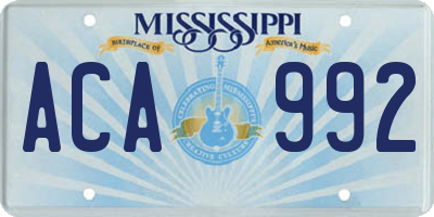 MS license plate ACA992
