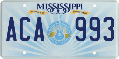 MS license plate ACA993
