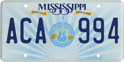 MS license plate ACA994