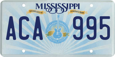 MS license plate ACA995