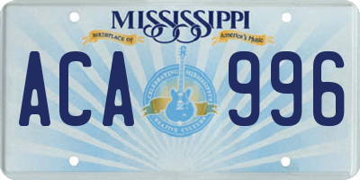 MS license plate ACA996