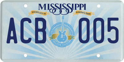 MS license plate ACB005