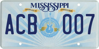 MS license plate ACB007
