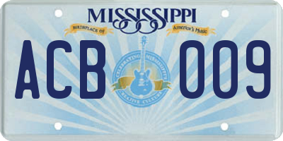 MS license plate ACB009