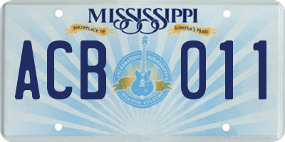 MS license plate ACB011