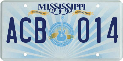 MS license plate ACB014