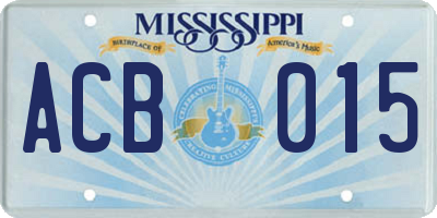 MS license plate ACB015