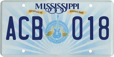 MS license plate ACB018