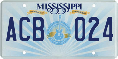 MS license plate ACB024