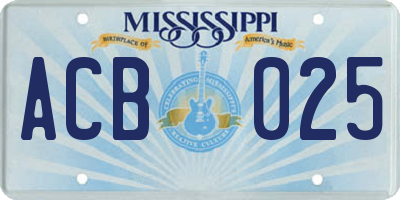 MS license plate ACB025