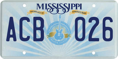 MS license plate ACB026