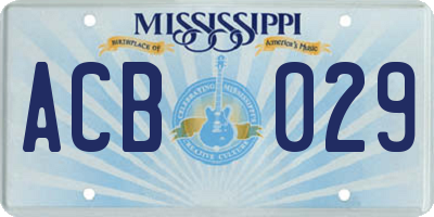 MS license plate ACB029