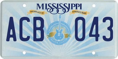 MS license plate ACB043