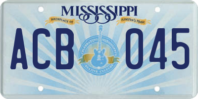 MS license plate ACB045