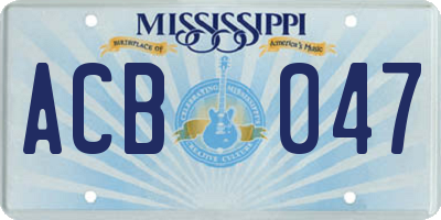 MS license plate ACB047