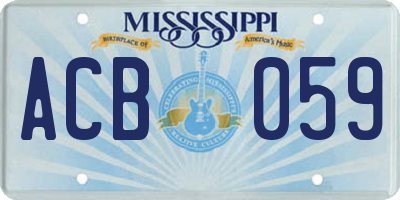 MS license plate ACB059
