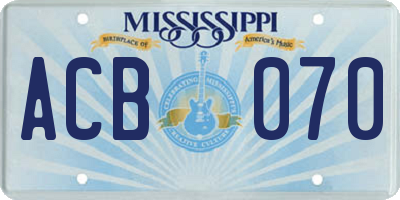MS license plate ACB070