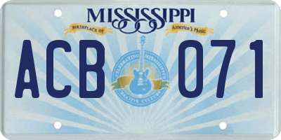 MS license plate ACB071