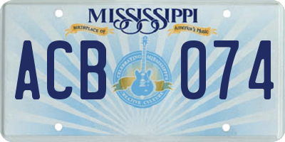 MS license plate ACB074