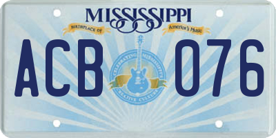 MS license plate ACB076