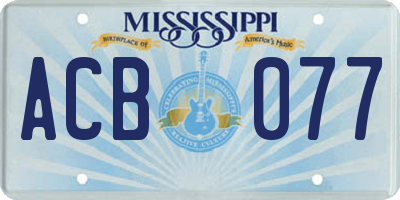 MS license plate ACB077