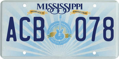 MS license plate ACB078